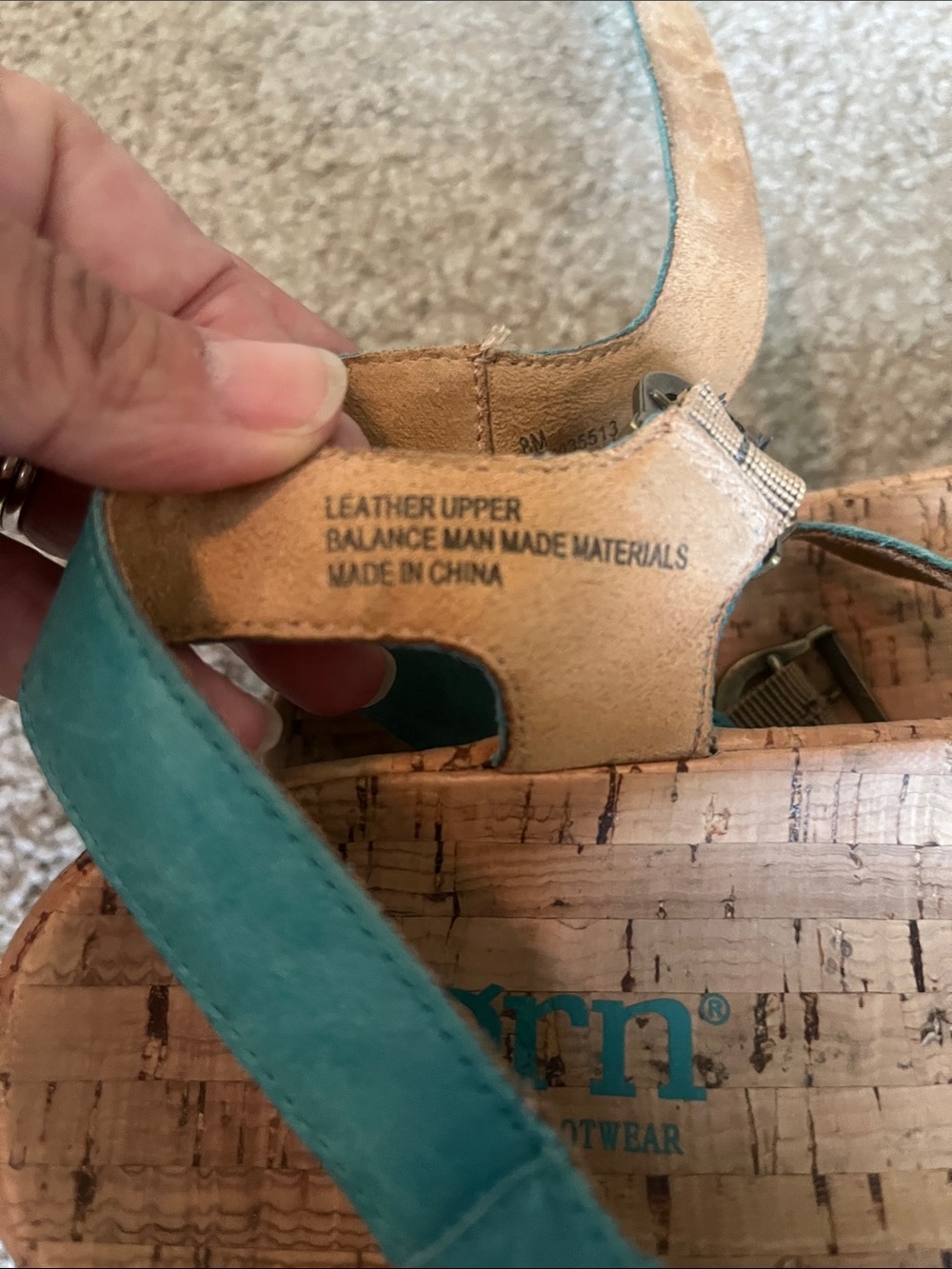 Born Turquoise Cork Footbed Sandals with Buckle - Picture 2 of 6